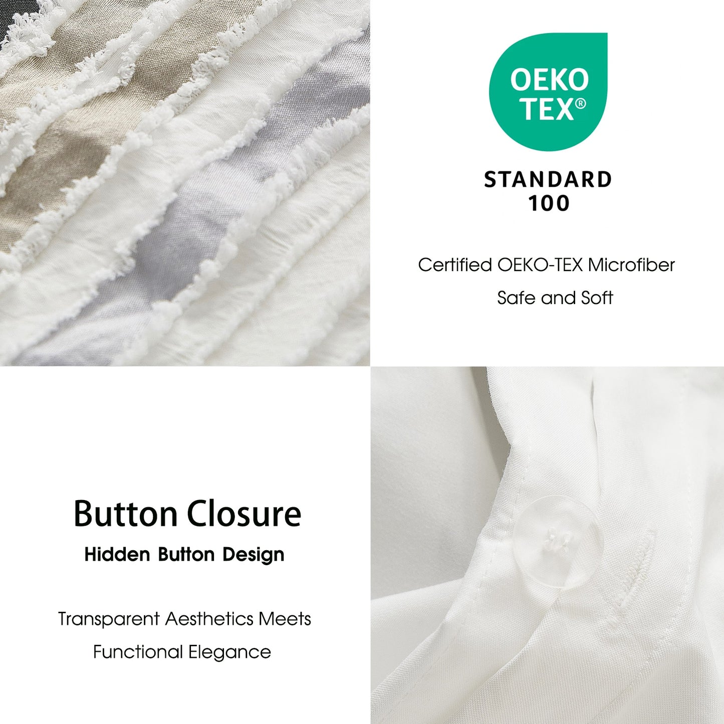 Black and Gray Stripes Tufted Duvet Cover Set