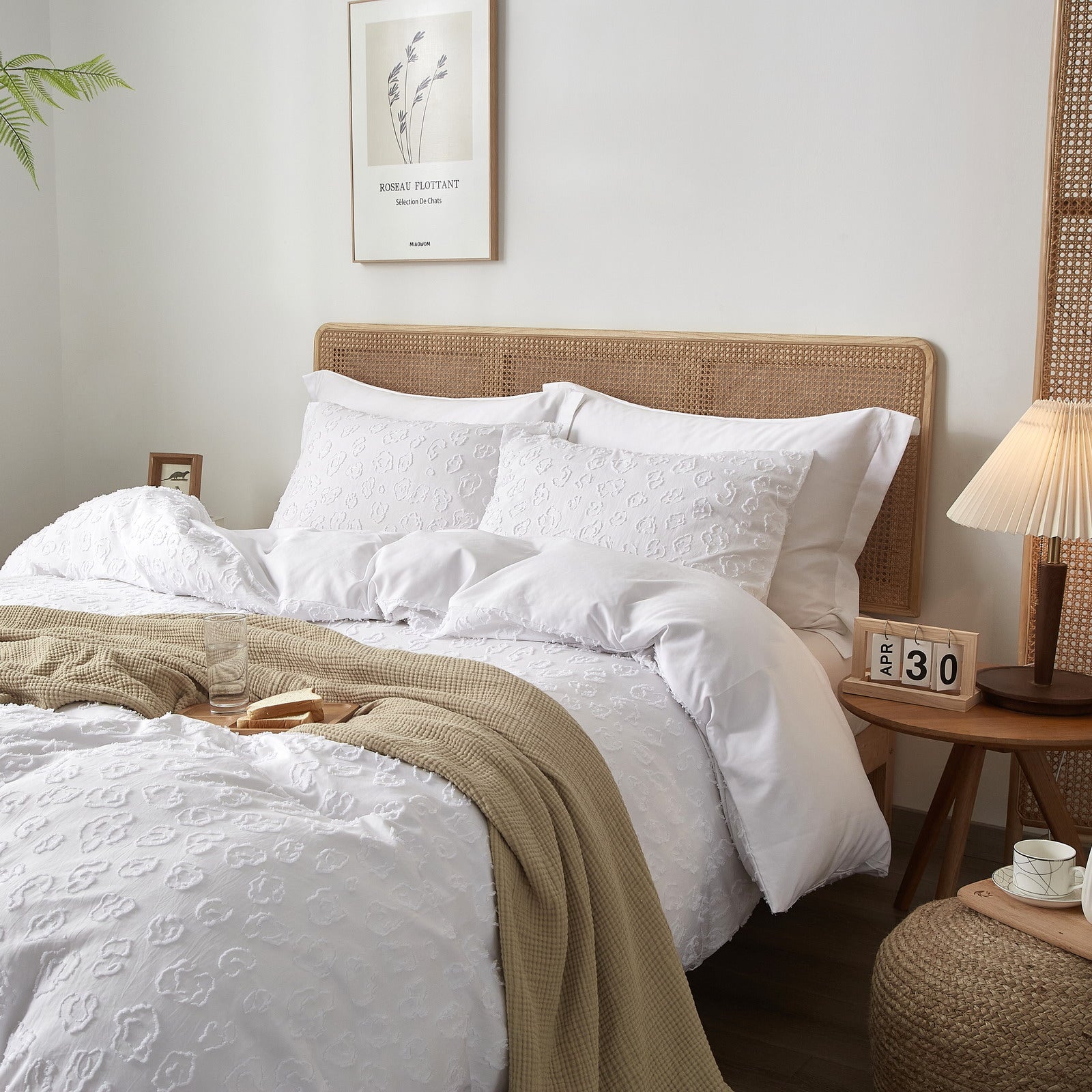 Leopard Print Textured Tufted Duvet Cover Set