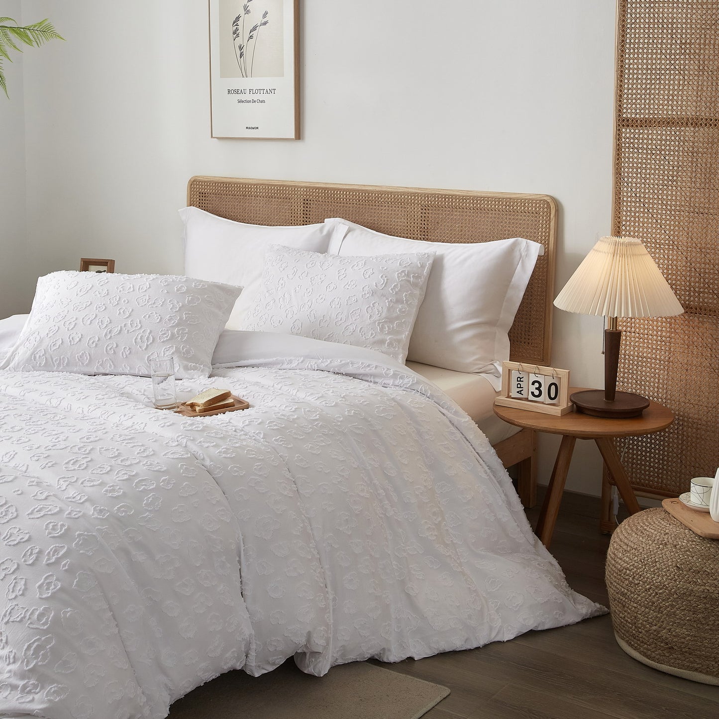 Leopard Print Textured Tufted Duvet Cover Set